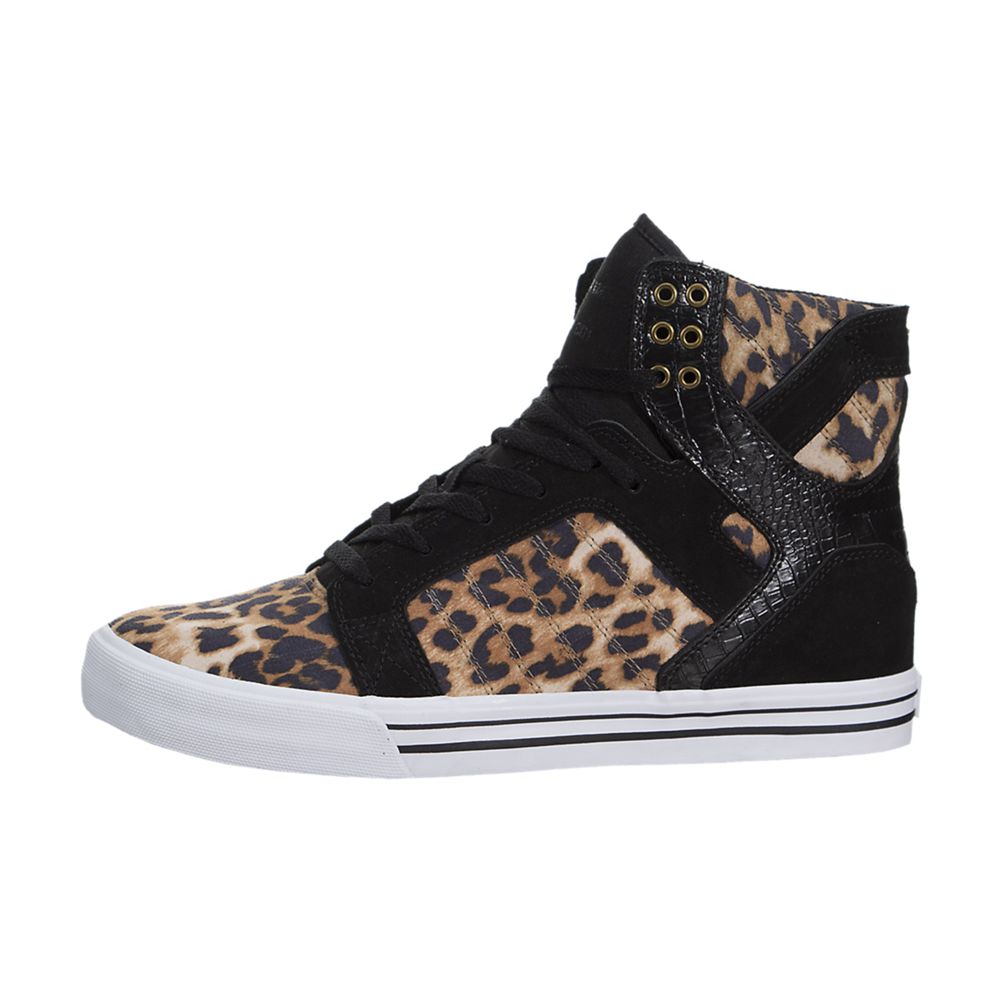 Baskets Montantes Supra SkyTop Leopard Noir Cheetah/Black-White Homme | ZUM-88295038